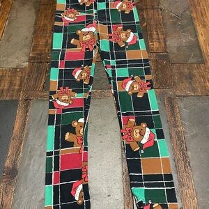 LuLaRoe Colorful Christmas Teddy Bear Patterned Leggings L/XL